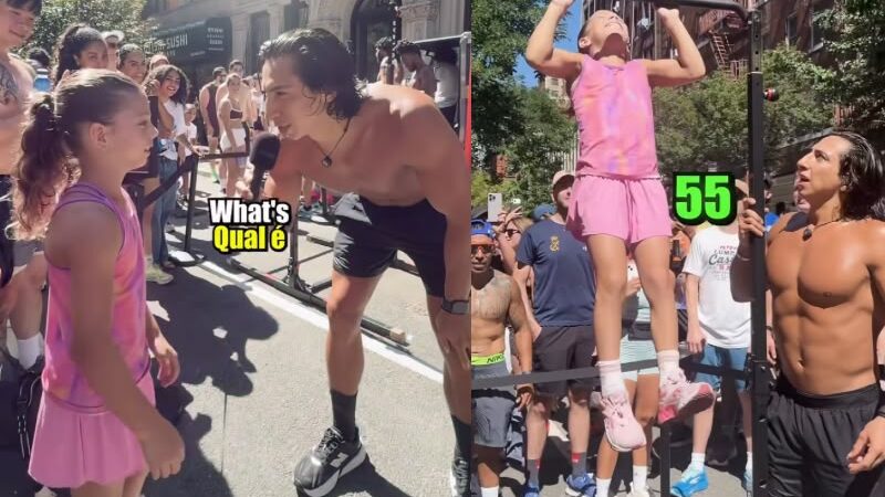 Menina de 10 anos faz 55 barras na rua e surpreende público em Nova York